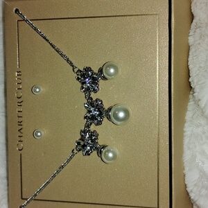 Charter club faux pearl necklace and earrings set